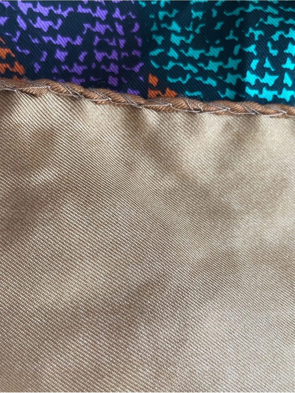 Dior Brown Orange Purple Teal Paisley Logo Silk Scarf